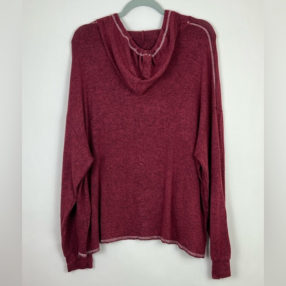 Earthbound sweater hoodie drawstrings burgundy Sz M - Picture 2 of 8